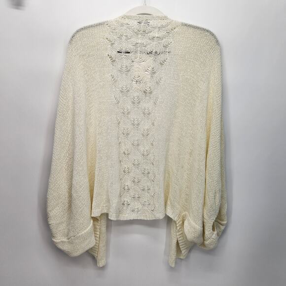NWT Fate Creamy White Crochet Back Knit Sweater Open Cardigan Women's M - Picture 7 of 9